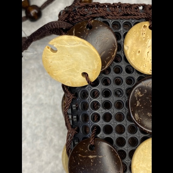 Natural Coconut Shell Handmade Crossbody Purse Hawaiian Sling Bag NWT - Picture 13 of 14